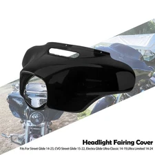 Black Front Headlight Fairing Outer Cover Fit For Harley Street Glide 2014-2023
