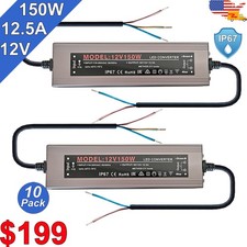 110 Volt to 12 Volt DC Power Supply 12.5A 150W Outdoor LED Transformer 10 Pack