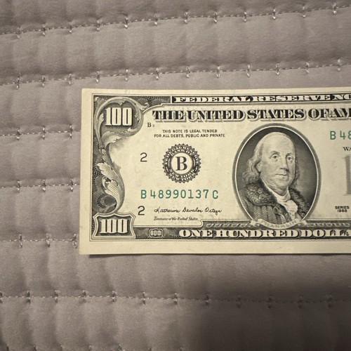 $100 Dollar Bill Series 1988 Misaligned uncirculated Fed reserve Bank New York  - Picture 3 of 6