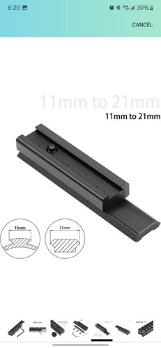 Bontok Dovetail to Picatinny Rail Adapter, 11mm Dovetail to 21mm Picatinny (x2) - Foto 8 di 10