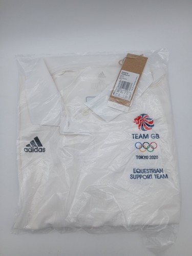Adidas Team GB Tokyo 2020 Equestrian Polo Shirt 2XL White - Picture 3 of 4