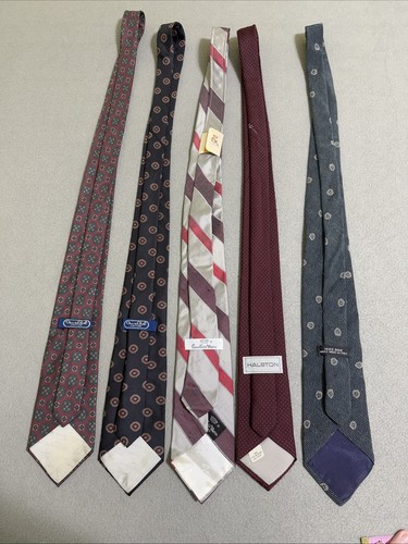 Vintage Men's Tie Lot 5 - 80s 90s - Silk Countess Mara Halston Oscar Dela Renta+ - Picture 8 of 24