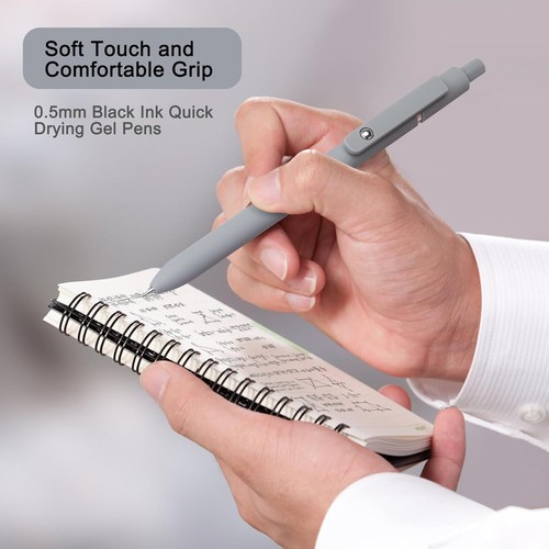 Penne Gel, 5Pz 0.5Mm Asciugatura Rapida Inchiostro Nero Punta Fine Penna da Scrittura Liscia Fascia Alta - Foto 6 di 8
