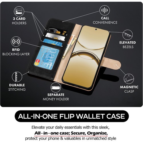 For OPPO Find X8 Pro 5G Case, Leather Wallet RFID Magnet Flip Stand Phone Cover - Zdjęcie 3 z 12
