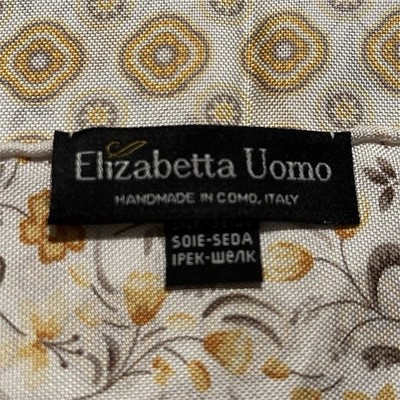 Elizabetta Uomo Handmade Silk Pocket Square Floral Beige Handkerchief 