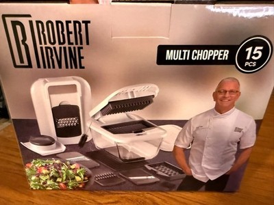 Robert Irvine 15-piece Multi Chopper Set Chop Slice Grate Julienne w/Glass Bowl