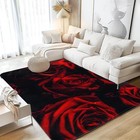 Rose Area Rugs 5'x7' Machine Washable Rugs Living Room Rugs Abstract Red Rose...