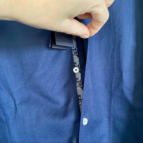 NWT Mens Guaress Navy Blue Button Down Dress Shirt Size Large NWT - Picture 7 of 7