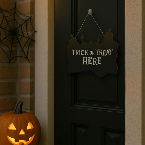 Personalized Haunted House Acrylic Sign Trick or Treat Halloween Door Decor BLK - Picture 5 of 21