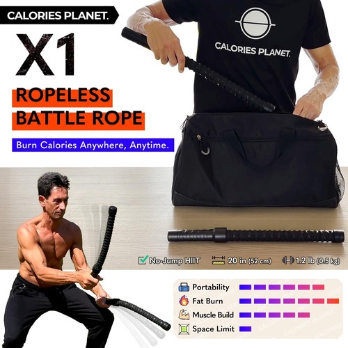 Ropeless Battle Rope for Home Gym and HIIT Workouts Low-Impact Cardio - Picture 4 of 8