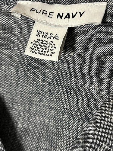 Pure Navy XL 100% Linen Popover Long Sleeve Coastal Tunic - Picture 5 of 6