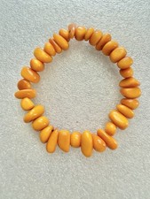 Vintage Baltic Butterscotch Egg Yolk Natural AMBER Bead Stretch Bracelet