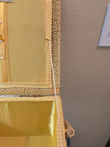 Dexter Brand Lee Ward Wicker Standing Sewing Basket Gold Tufted Top Japan EUC - Picture 18 of 23