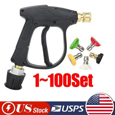 1/4'' High Pressure Washer Gun 4000 PSI Car Wash Foam Spray Short Wand w/5 Nozzle