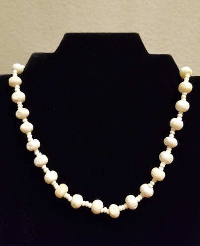 **Vintage geschnitzte Rinderknochen Perlen Halskette** - Bild 1 von 5