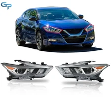 For Nissan Maxima 2016-18 LED Driver&Passenger Chrome Clear Headlights Assy