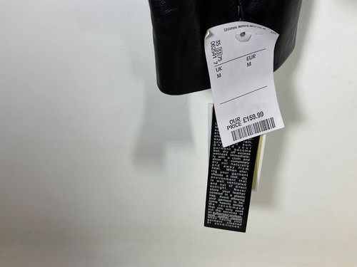 Michael Kors schwarze Lederjacke Reißverschlusstaschen Größe M mit aufgesetztem Etikett - Bild 3 von 16