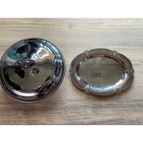 Vintage WM Rogers Silver plated Round Serving Bowl With Lid 4262 & Dish 411 - Picture 3 of 12