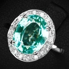 Mint Green Paraiba Tourmaline 3.30Ct 925 Sterling Silver Handmade Ring Size 6.75