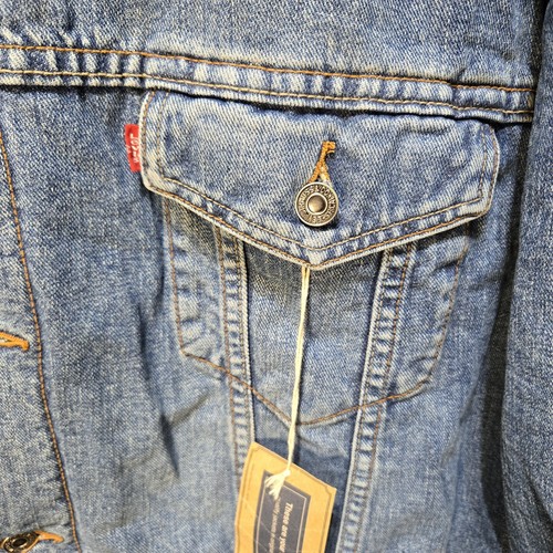 Levi's Herren Denim Sherpa gefütterte Trucker Jeansjacke Größe XXL 3XL Standardknopf - Bild 2 von 16