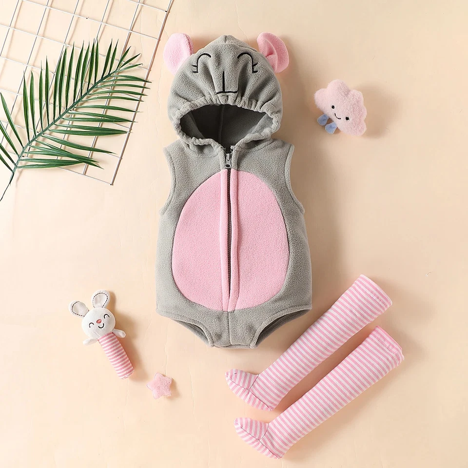 2件装/套装小老鼠服装女宝宝万圣节服装角色扮演 — 第 2/4 张图片