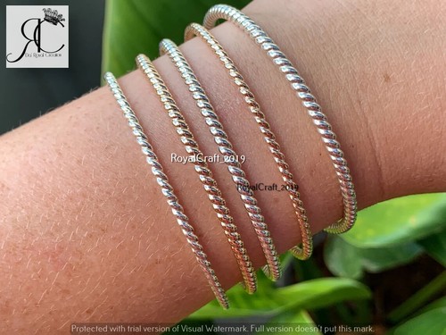 Twist Bangle, Rope Bracelets, Women Jewelry, Stacker Bracelet, 5 Pcs Set Bangles - Picture 4 of 5