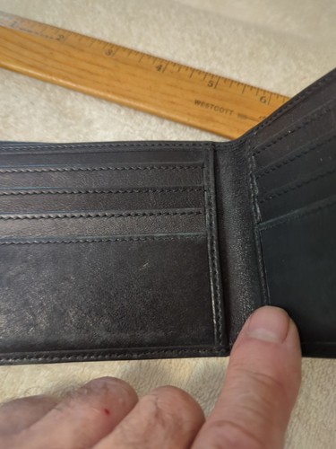 Portafoglio classico pelle GHURKA bi-fold nero nuovo senza etichetta vintage 8 slot carte - Foto 8 di 9