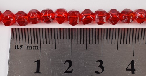 24" Vintage Art Deco Faceted Red Glass Bead & Drop Pendant Necklace - Bild 5 von 11