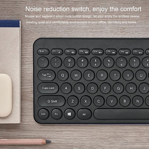 Keyboard Mouse Combo 2.4G Wireless Round Keycaps Ergonomic Design Silent Mous FY - Afbeelding 14 van 30