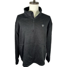 NWOT Ariat Men  s Caldwell Logo 1/4 Zip Sweater Charcoal Grey XXL Western Rodeo