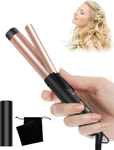 Mini Ceramic Curling Tongs 25Mm Short Medium Hair 3 Temps Black Rose - Picture 12 of 12