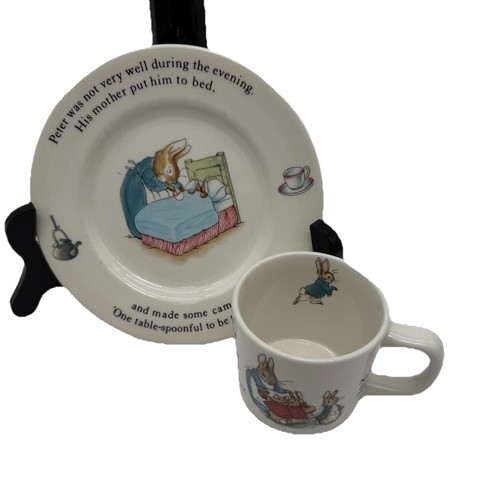 Wedgwood Of Eturia & Barlaston Peter Rabbit Beatrix Potter Cup & Plate England - Picture 10 of 15