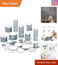 250-Piece Mini Round Glass Craft Mirrors for DIY Projects - 4 Sizes Available