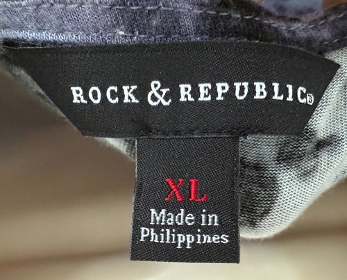 Rock & Republic SZ XL Lavender Peep Cold Shoulder tie dye top shirt purple LS - Picture 6 of 9