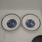 Vintage Set of 2 Currier & Ives Pattern "The Old Grist Mill" Salad Bowls 7 In