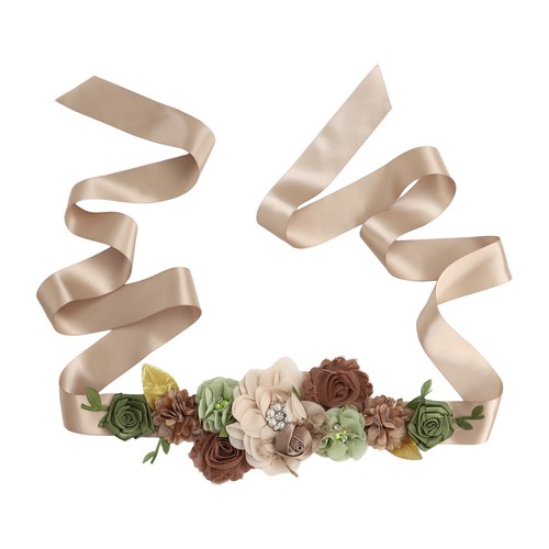 1Pcs Womens Maternity Floral Boho Faux Pearls Flower Belt with Two Corsage Pins - Picture 4 of 36