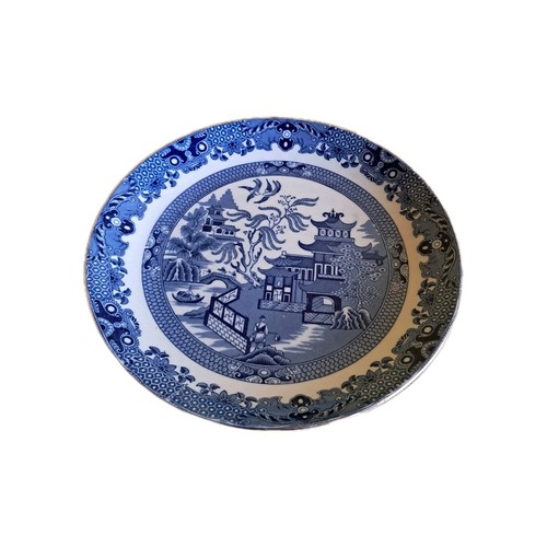 Burleigh Ware Blue Willow Set Of 3 Bowl Plate And Milk Jug Used Good Con Antique - Picture 2 of 17