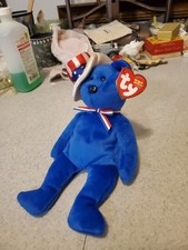 TY Beanie Baby - SAM the Bear (Blue Version) (9 inch) - MWMTs Stuffed Animal Toy