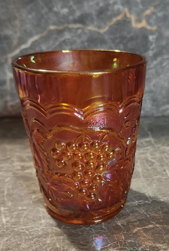 Vintage Imperial Carnival Glass Marigold Grape Pattern Tumbler Cup Glass