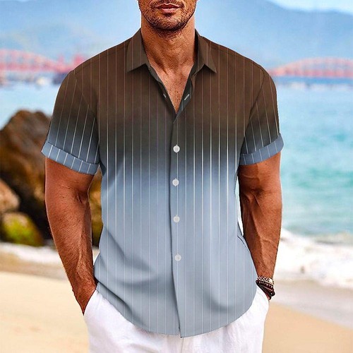 Casual Shirt Tunic Blouse Tops Shirtcasual Button-Up Beach Men ~ - Picture 2 of 17