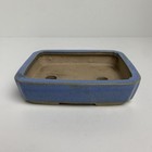 Blue Glazed Fired Clay Small Bonsai Pot Planter Rectangle approx 5.5”x4.5”x1.25”