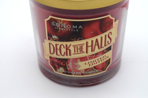 Sonoma Lifestyles Deck The Halls Candela profumata in vetro con coperchio 14 oz. NUOVO - Foto 2 di 11
