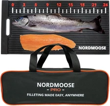 Fish Fillet Mat with Storage Bag and Ruler Decal. 28"L x 14"W, Black 