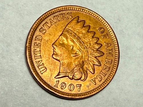 1907 INDIAN HEAD U.S. Cent. Lightly cleaned UNC, has re-toned a bit. #q3