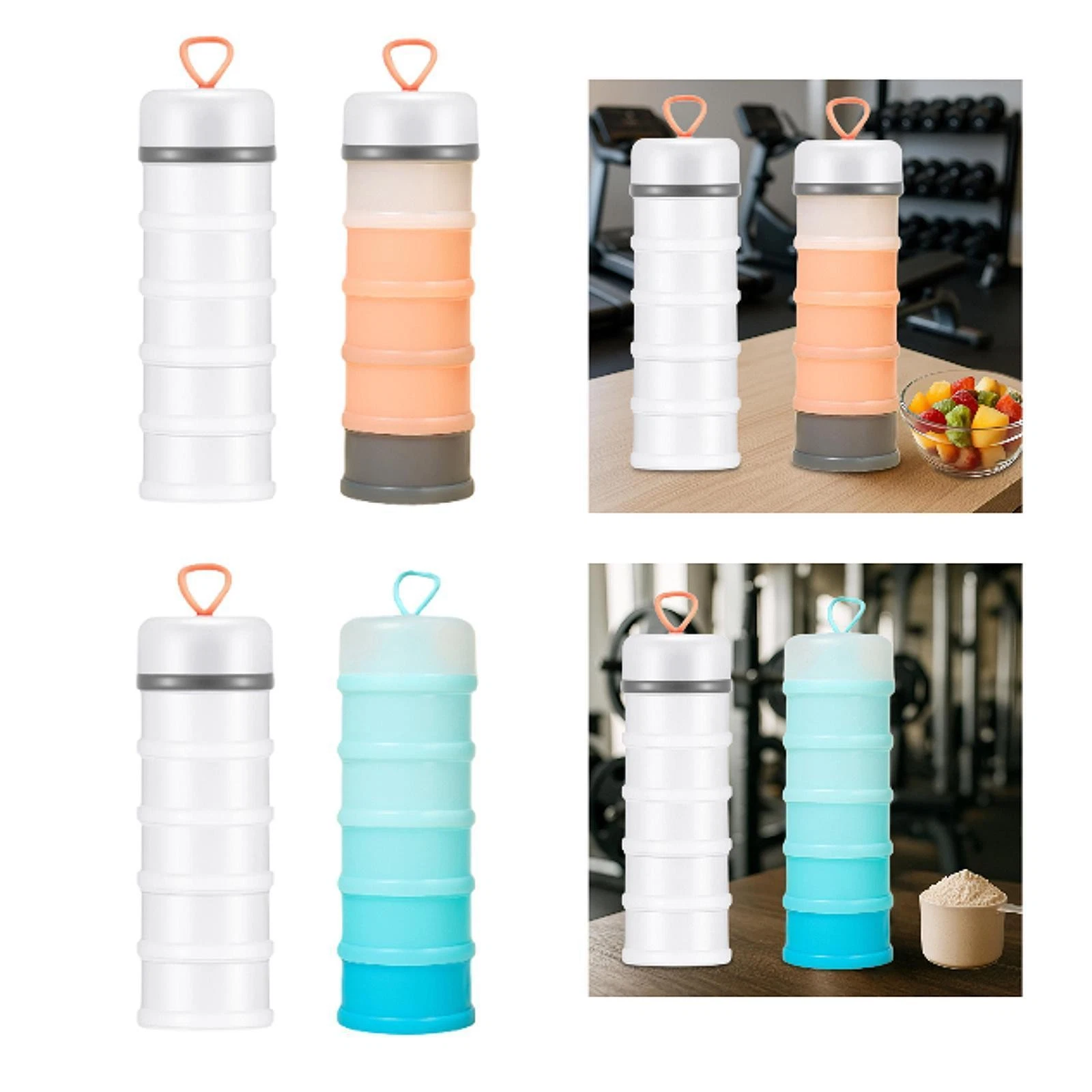 2Pcs Protein Powder Containers Powder Dispensers Practical Convenient Portable
