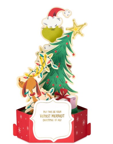 Tarjeta de Navidad El Grinch Pop Up Display LOTE DE 4 totalmente nueva con sobres - Imagen 2 de 5