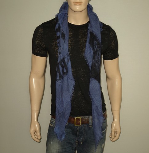 NEW DIESEL Scarf Heather Blue 46"x44" 100% Rayon-Viscose Iconic Mohawk UNISEX - Picture 3 of 6