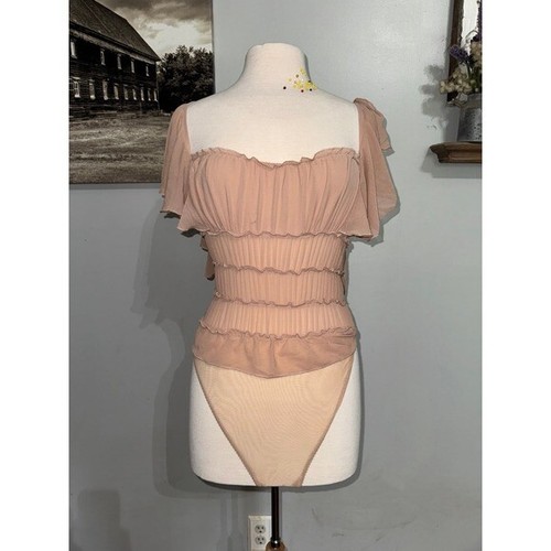 FREE PEOPLE Intimately Juliet Tiered Ruffle Chiffon Bodysuit Women's Size XS