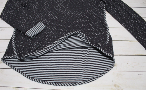 T by Talbots Women's (L) Blue Dots Striped Tunic Top Long Sleeve Boat Neck - Picture 9 of 14