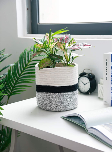 700701 Woven Cotton Rope Plant Basket for 7" Flower Pot Floor Indoor Planters, 8 - Picture 5 of 12